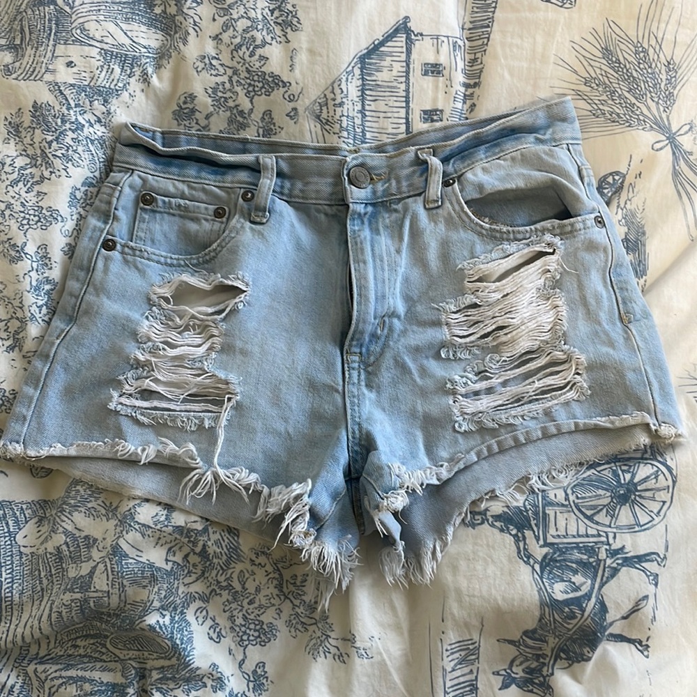 Women’s light blue jean shorts from aeropostal